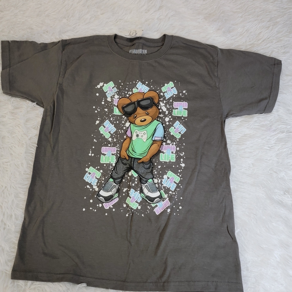 🆕️ Cool Bear Graphic Kids T-Shirt - Gray Boys Size Large